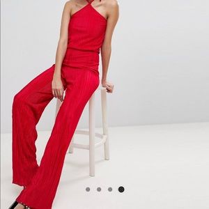 John Zack Tall Halter Wide Leg Jumpsuit